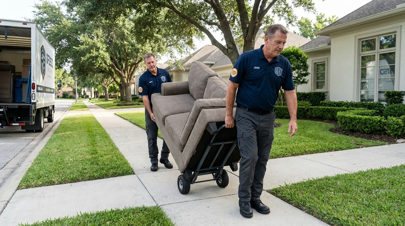 Local residential moving crew loading furniture in Horse Shoe, NC
