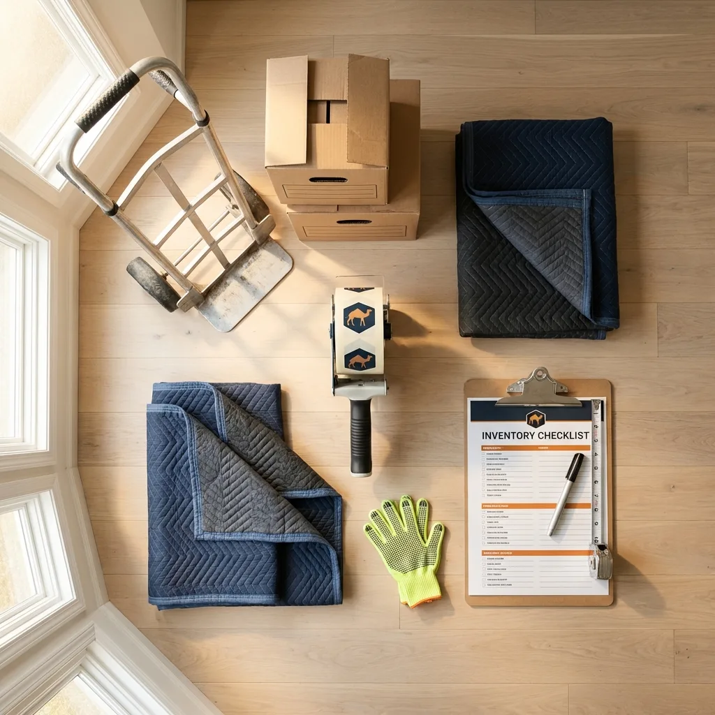 Professional moving supplies and packing materials layout for Horse Shoe residential relocations