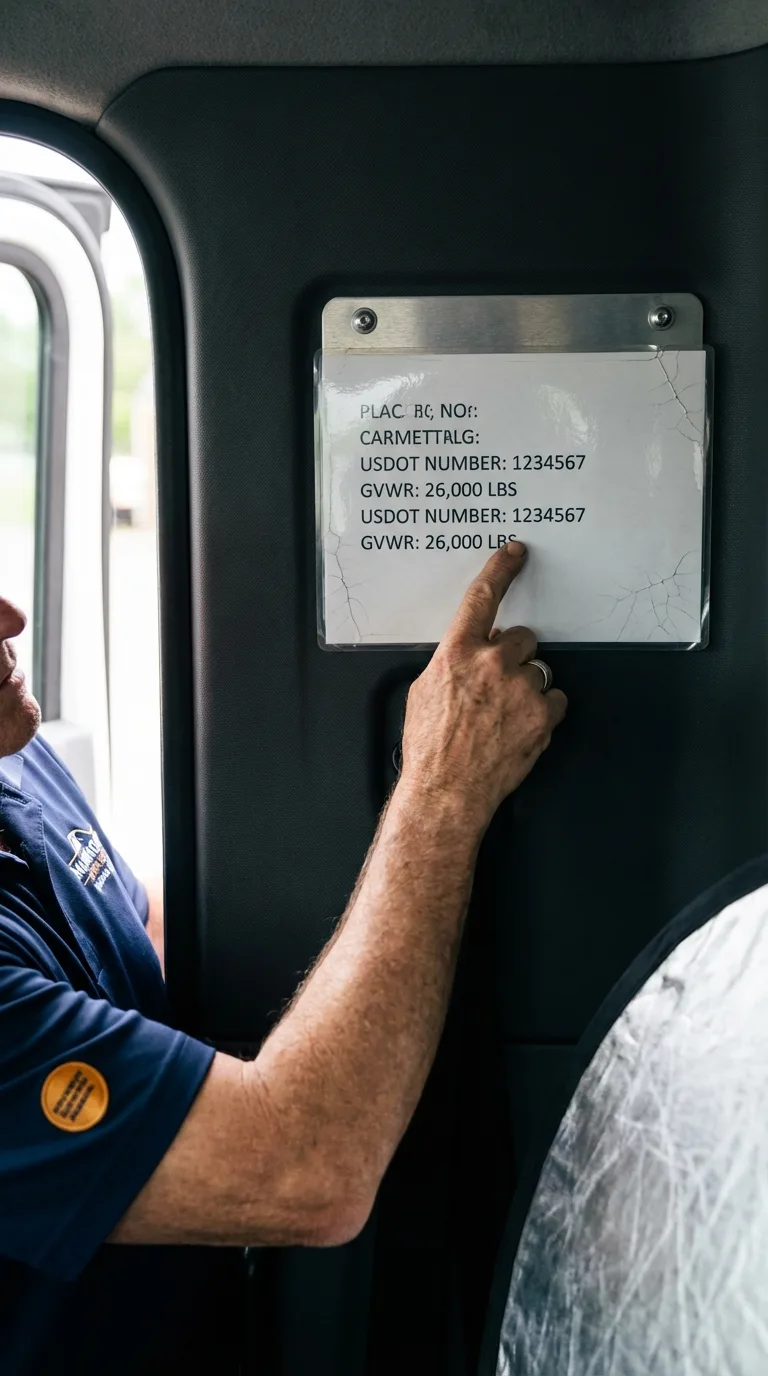 USDOT licensing placard verification in Horse Shoe